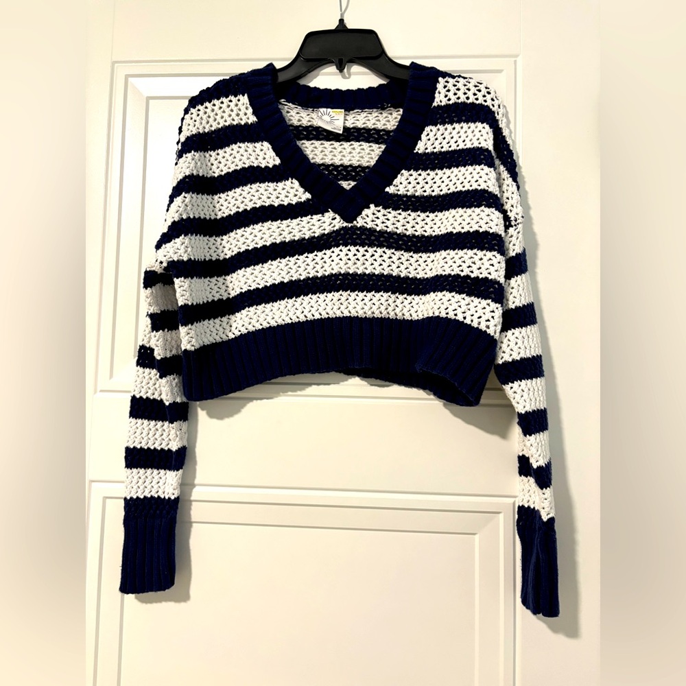 Aerie Cropped Striped Knit Top